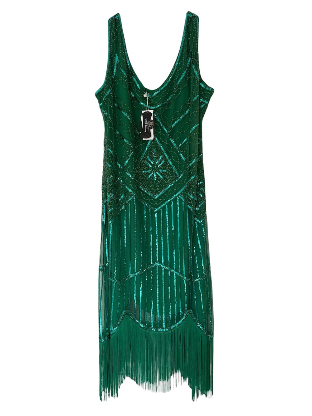 Emerald Green Gatsby 1920’s Flapper Beaded Fringe Dress - Size 3XL (Like XL)
